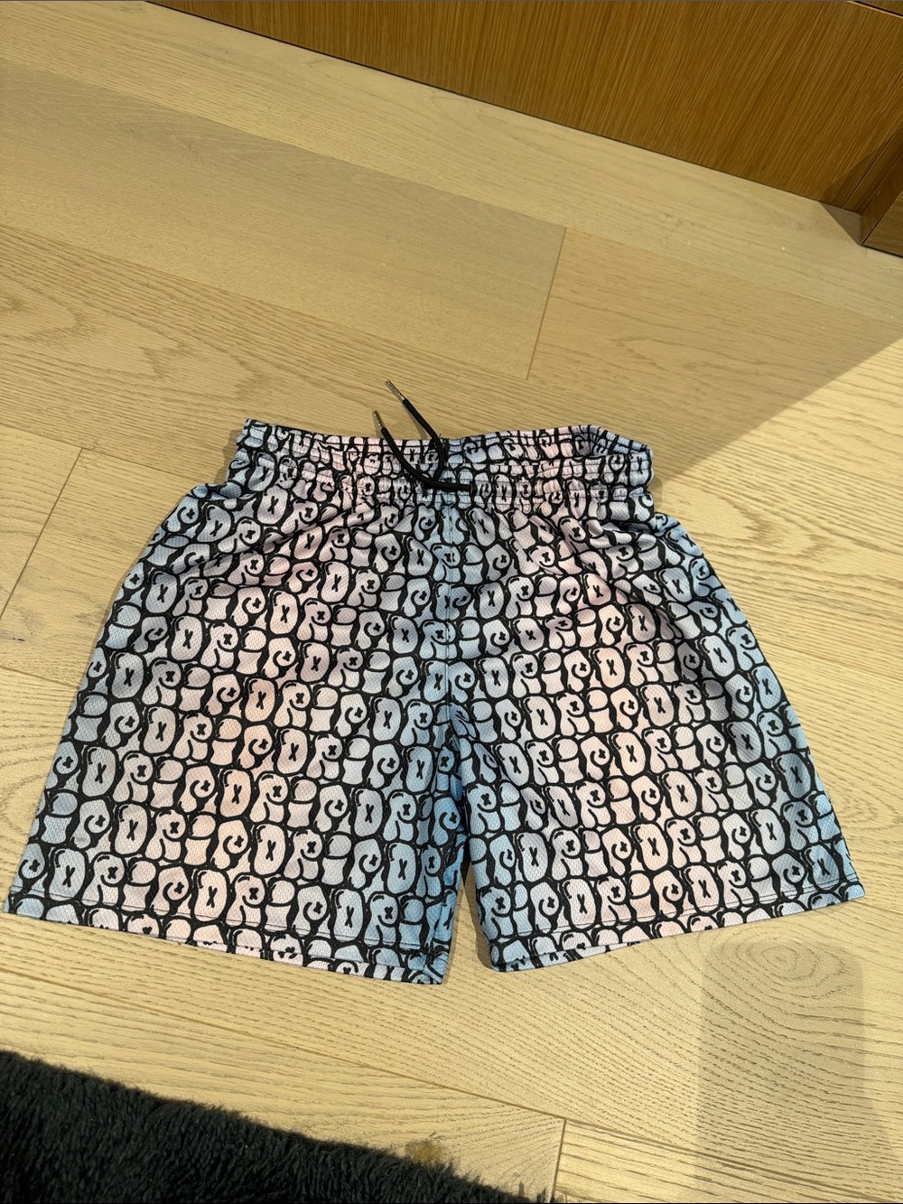 Kids Patterned Drawstring Shorts in Light Pink and Light Blue